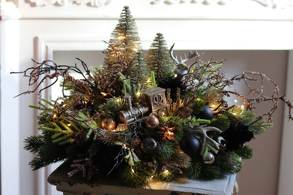 Złota Legenda Black, świąteczny stroik na brzozie