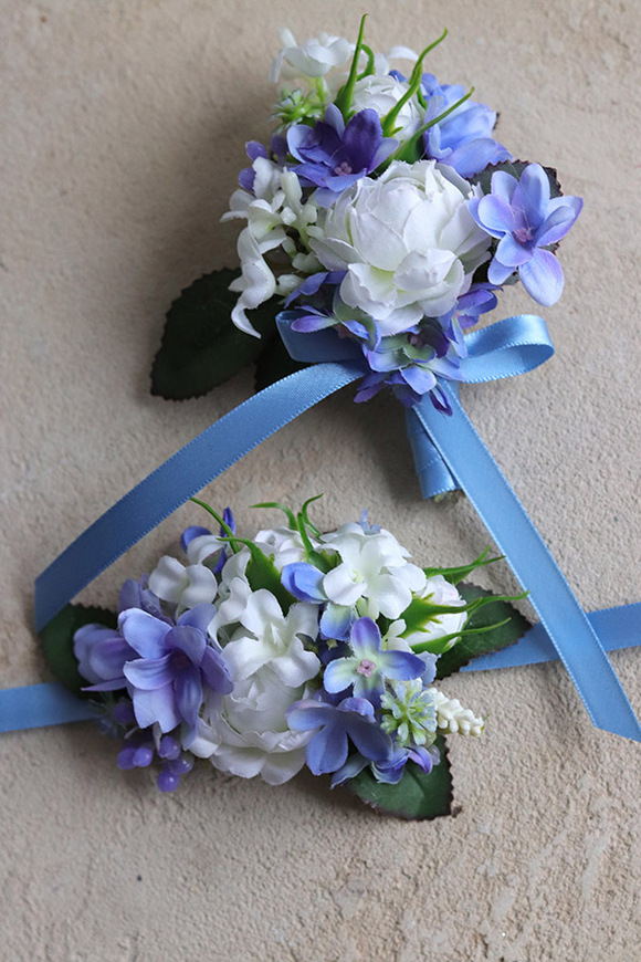 Bluessi biżuteria kwiatowa dla dwojga komplet butonierka i kotylion