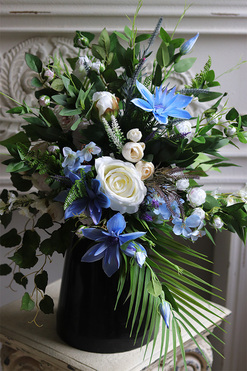 Blue Oceano, bukiet nagrobny we wkładzie, dł.50cm 