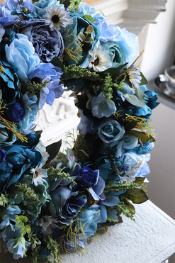 bogaty wianek na drzwi, Caryca Blue Navy 2, śr.43cm