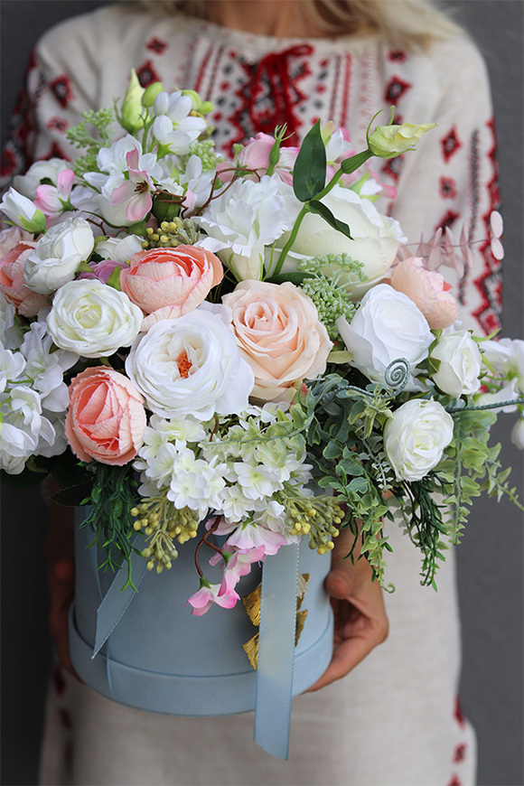 Vellurra Light Blue, welurowy flowerbox z zawieszką