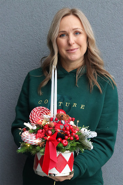 Lollypop American, świąteczny stroik w bębenku, wym.32x32cm