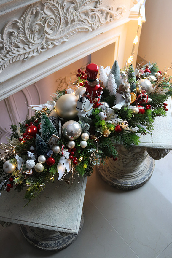 Christmas Estate Laos White 2, duży stroik świąteczny LED