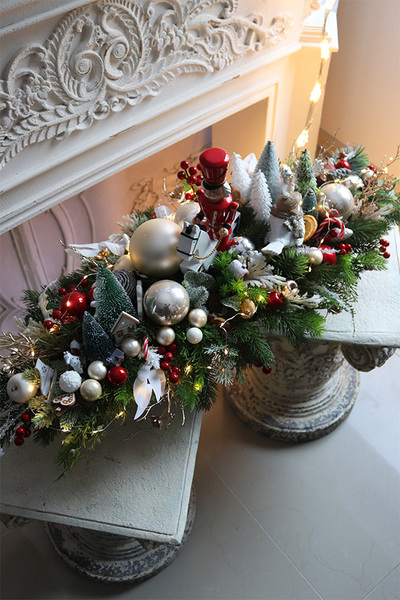 Christmas Estate Laos White 2, duży stroik świąteczny LED