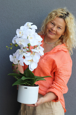 Emily Pure White, śnieżnobiały sztuczny storczyk, wys.56cm