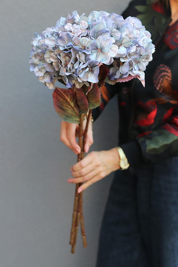 Autumn Hydrangea C, sztuczna hortensja, kpl. 3 gałązki, wym.68cm