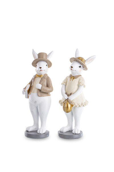 Bunny Cottage Beige, figurka wielkanocna zajączek