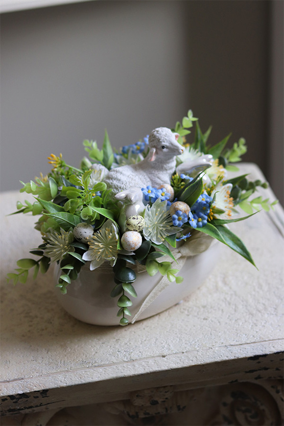 bajkowy stroik wielkanocny, Baranek 2