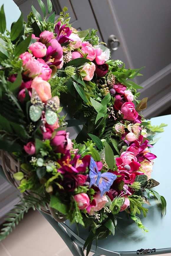 bogaty fioletowy wianek na drzwi, Clemence Hefri, śr.42cm 