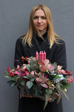 OD RĘKI Deliciosa, świąteczny stroik adwentowy, wym.32x50x30cm