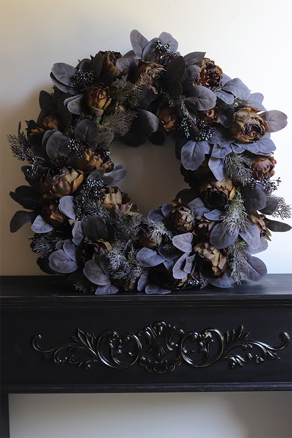  Black Leyera, czarny wianek dekoracyjny