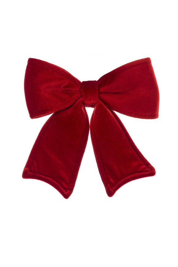 Aksamit Red New, welurowa kokarda - pluszowa zawieszka