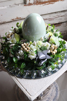 Saphiro, wielkanocny stroik na kryształowej tacy, śr.35cm