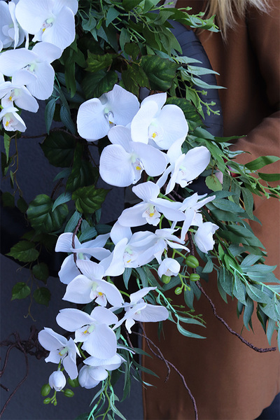 Elanea Nero Orchid, elegancki wieniec nagrobny, wym.53x90cm