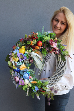 Auriano, kolorowy wianek na drzwi, śr.40cm