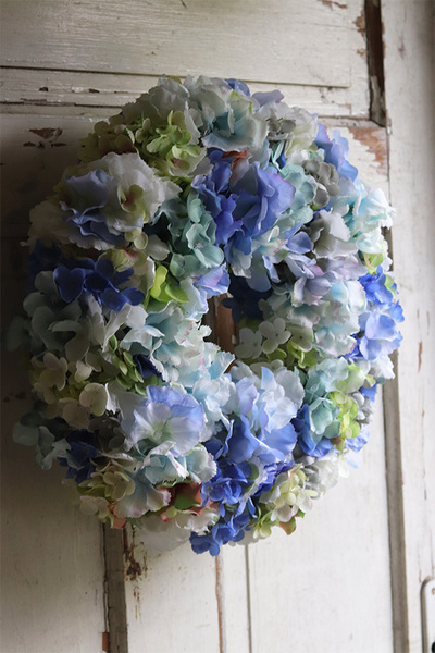 bogaty biało-niebieski wianek, Neonisa, śr.40cm 