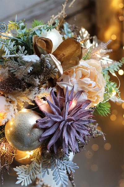 Winter Glam, welurowy flowerbox bożonarodzeniowy LED