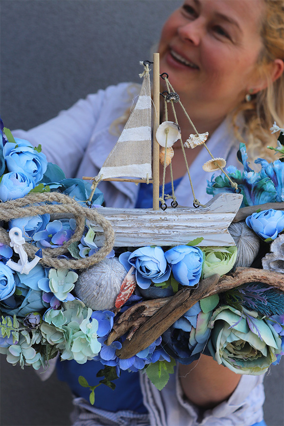 gigantyczny marynistyczny wianek, Moko Oceania, śr.71cm