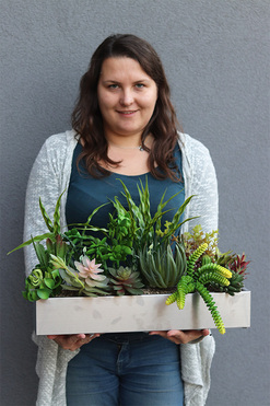 OD RĘKI Suculenti Steel Modern 2, sukulenty w stalowej donicy, wym.47x50cm 