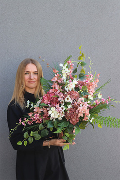 Neore, bukiet nagrobny we wkładzie, dł.58cm