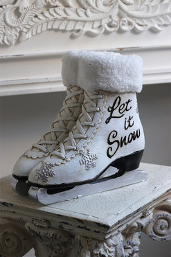 OD RĘKI Let it Snow, świąteczna figurka osłonka łyżwy, wym.30x29x18cm