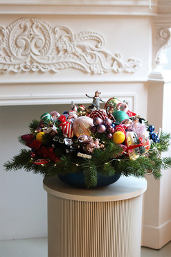 Funky Christmas, świąteczny stroik w misie LED, wym.48x45cm