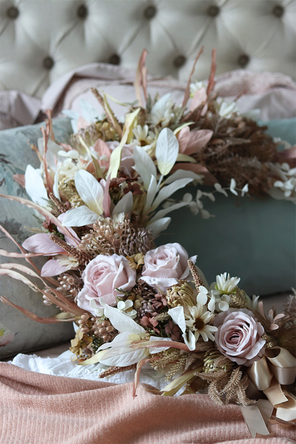 Subtelle Carmello, wianek boho na obręczy, rozp.80cm