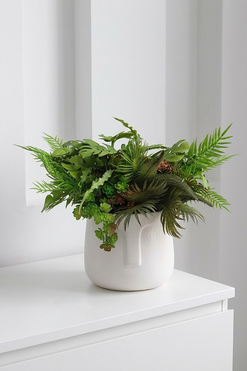OD RĘKI Green Face, efektowna kompozycja sukulenty w głowie, wys.28cm