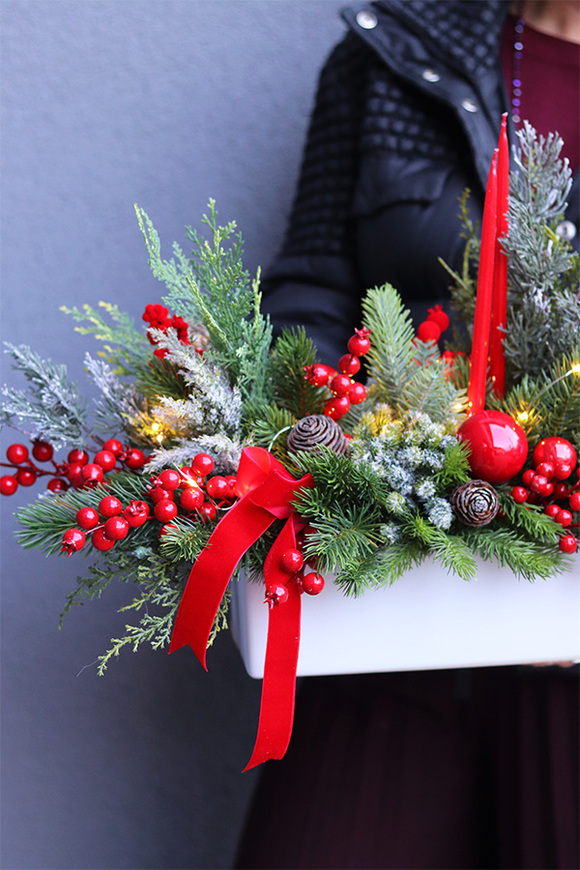 Zimowe Klimaty, stroik świąteczny LED ze świecami