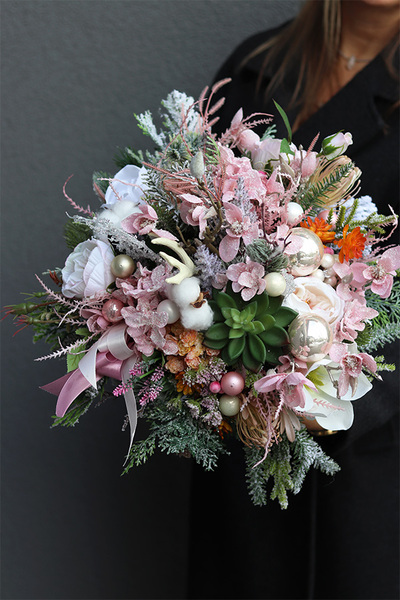 Pudrove Święta 2, welurowy flowerbox świąteczny