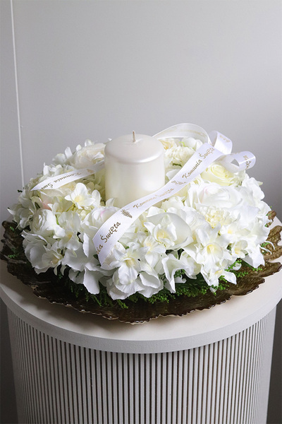 Biellato, biały stroik komunijny, wym.11x35cm