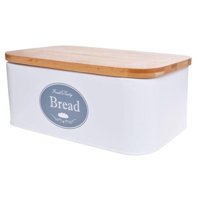 Bread White B, chlebak z bambusową pokrywą, wym.42.5x23x12.7cm