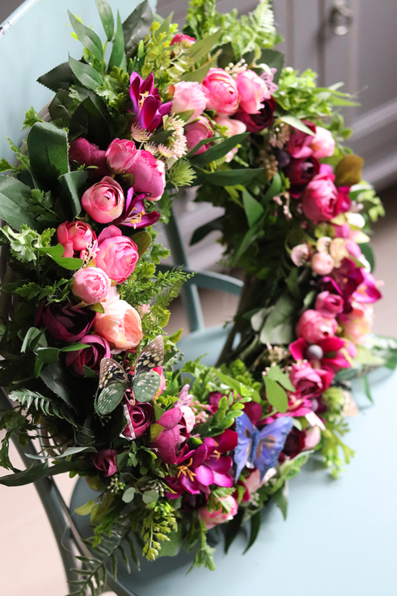 bogaty fioletowy wianek na drzwi, Clemence Hefri, śr.42cm 