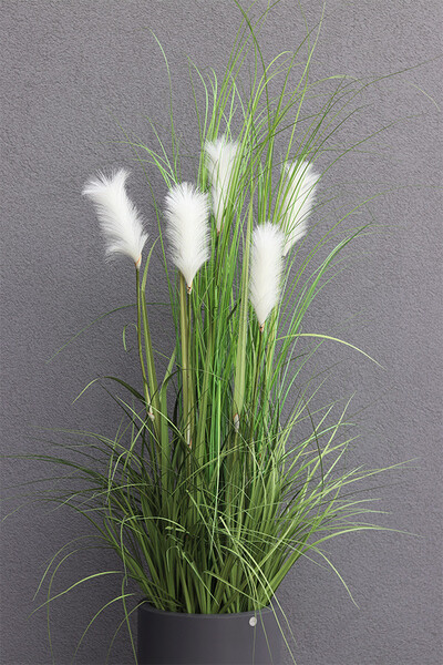 Jessica Grande Fiberglass Grey, sztuczna trawa w donicy