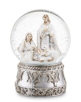 W Żłobie Leży 2, srebrna świąteczna szklana kula śnieżna