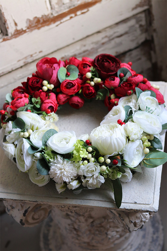 Biel & Czerwień Polonia Small, bogaty wianek patriotyczny, śr.37cm