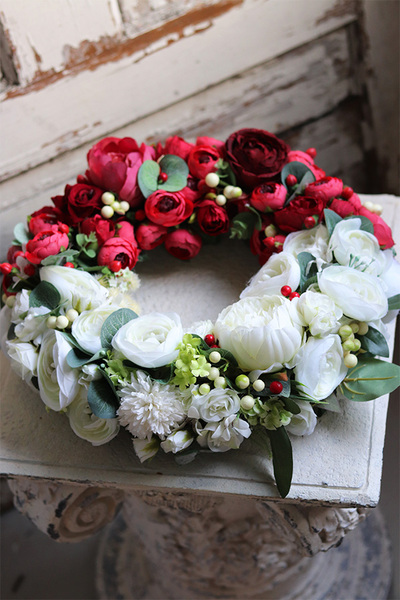 Biel & Czerwień Polonia Small, bogaty wianek patriotyczny, śr.37cm