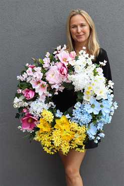 Wiosenne Pastele, kolorowy wianek na drzwi, śr.63cm 