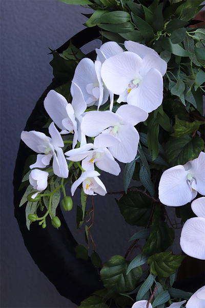 Elanea Nero Orchid, elegancki wieniec nagrobny, wym.53x90cm