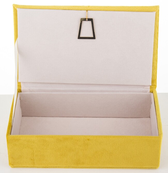 Orlando Velurri, welurowe puzderko / szkatułka na biżuterię, żółta, wym.6x19x11.5cm