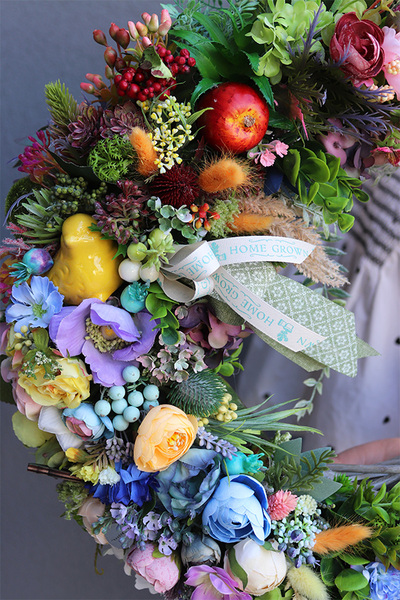 Auriano, kolorowy wianek na drzwi, śr.40cm