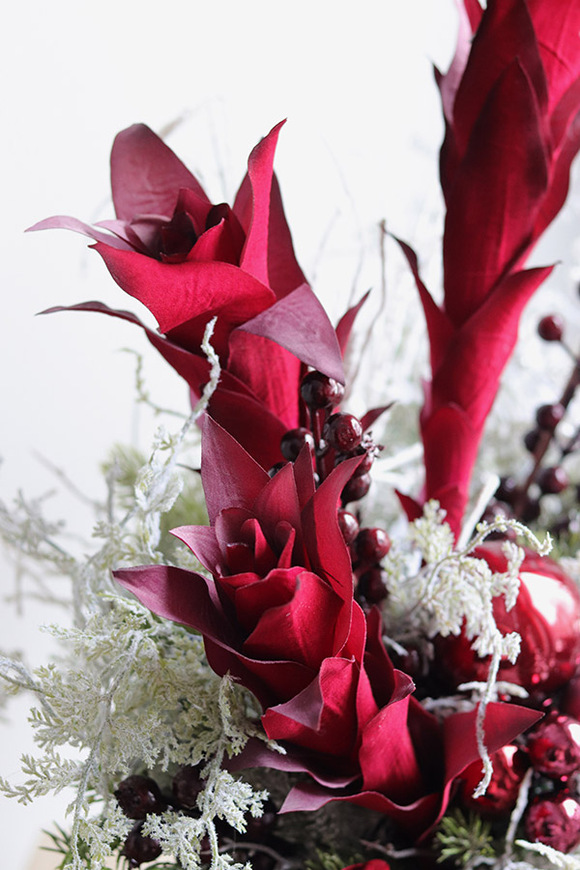 Bromelia Zimowa Bordo, świąteczna dekoracja kwiatowa