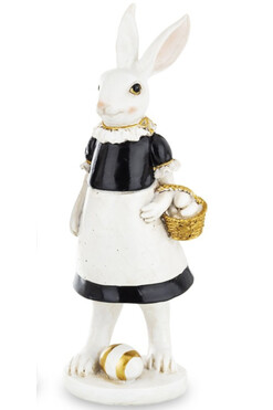  OD RĘKI Bunny Black Easter, figurka zajączek wielkanocny, Pani Zając, wym.31x10x10cm