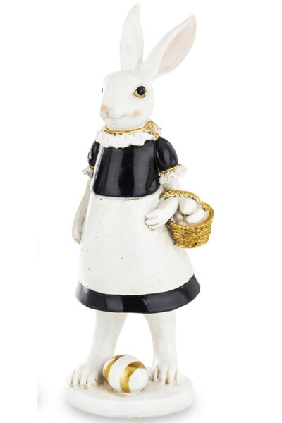 Bunny Black Easter, figurka zajączek wielkanocny, Pani Zając, wym.31x10x10cm