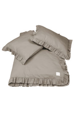 Margaret, komplet pościeli bawełnianej z falbaną, taupe, 200x220