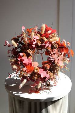 Boho Borneo, dekoracyjny wianek ze stabilizowanych roślin, śr.30cm 