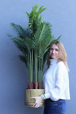 Areca Goldero 2, sztuczna palma w metalowej donicy, wys.127cm
