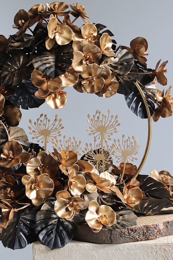 Gold Memory, wiązanka nagrobna na plastrze drewna