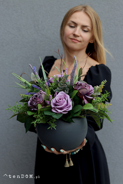 Violet Rose, kompozycja nagrobna w naczyniu, wym.28x30cm