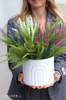 Wrzosy White Moment, kompozycja kwiatowa w matowej donicy